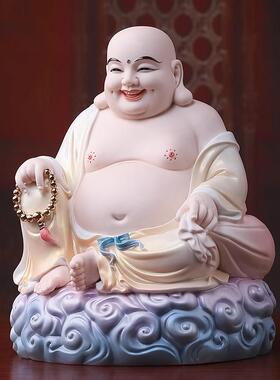 戴玉堂陶瓷佛摆件《祥云弥勒珍珠彩》大肚笑佛弥勒佛家用供奉佛像