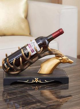 欧式酒柜创意红酒架工艺品客厅餐桌隔断玄关实用鹿摆件家居装饰品