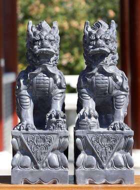 石雕青石麒雌雄天对神65r/BCIQ兽一招财纳福门口摆件石麟头然原石