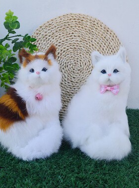 可爱猫咪仿真猫家居饰品装饰摆饰生日礼物工艺礼品摆饰玩偶桌面毛