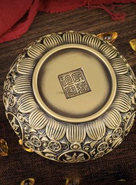 超大号实心纯黄铜金钱元宝聚宝盆铜摆件中式客厅办公室店铺存钱罐