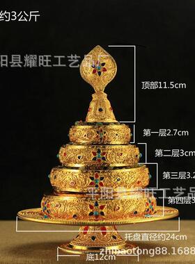 法器 彩绘合金供修曼扎盘 曼达盘 供曼茶罗 大号