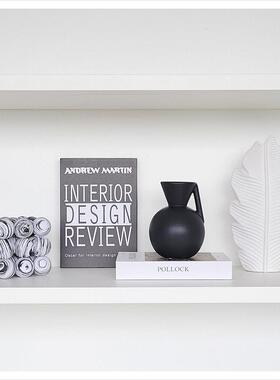 样板间书房书柜简约家居软装饰品挂画创意玻璃陶瓷几何摆件ZH3075