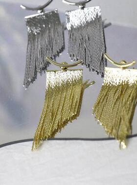 Fashion Statement Earrings Long Gold Color Statement Bling T