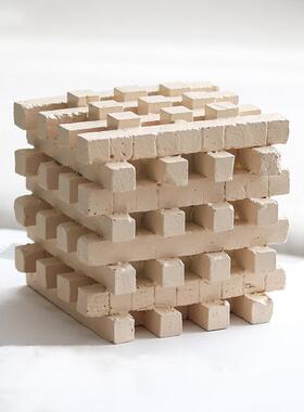 现代极简侘寂积木层叠摆件客厅书柜样板间售楼处正方体设计师饰品