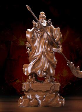 招财关公摆件佛像仿木关羽关二爷武财神爷开业开张礼品风水吉祥物