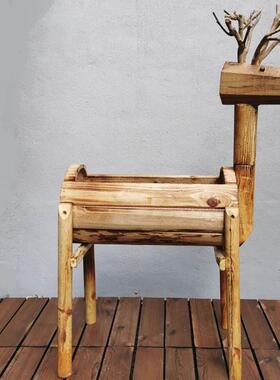 高档实盆木小鹿摆件创意多肉花植庭院阳台花园布置橱窗幼园物角装