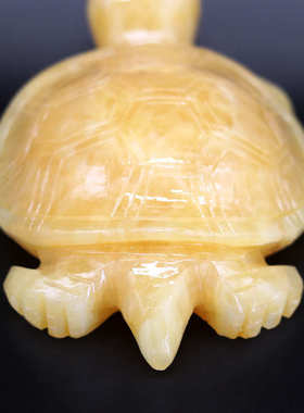 天然黄玉一体雕刻乌龟 长寿龟摆件 玉石加工摆件家居摆设