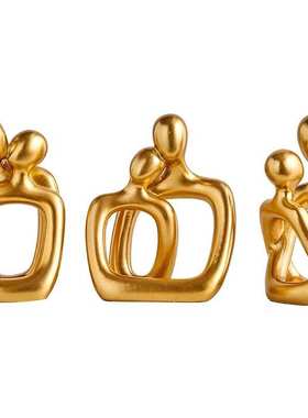 三口家居欧风抽象装饰品一家北酒柜电视柜上档次高端艺术客厅大气