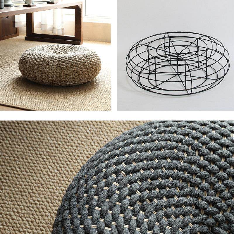 Hand-woven futon cushion, new Chinese style tatami cotton string futon, balcony bay window pouf cushion