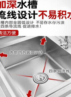 双槽不锈钢洗菜盆餐厅食堂厨房洗碗洗手池加厚304不锈钢水池