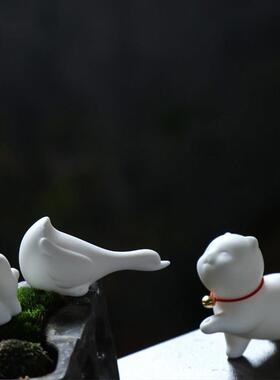 陶瓷小猫咪摆件可爱动物创意迷你室内盆景桌面装饰生日礼物小礼品