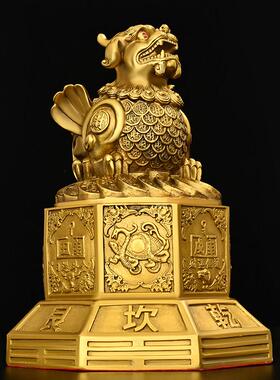 铜开 盖飞天貔貅摆件店铺开 业家居装饰桌面工艺礼品摆饰大号黄铜