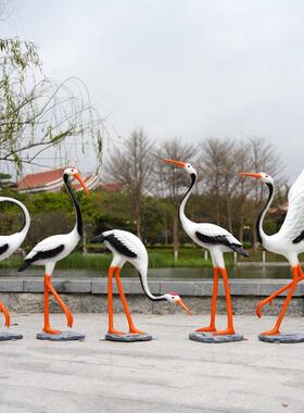 玻璃钢仿真仙鹤雕塑户外园林景观庭院水池假山草坪鸟类装饰品摆件