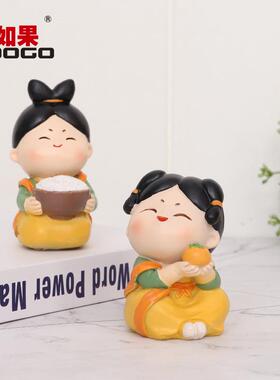 果风唐小仕女办公桌面摆件家如居装饰品R4A8F0创意手圆办国潮古文