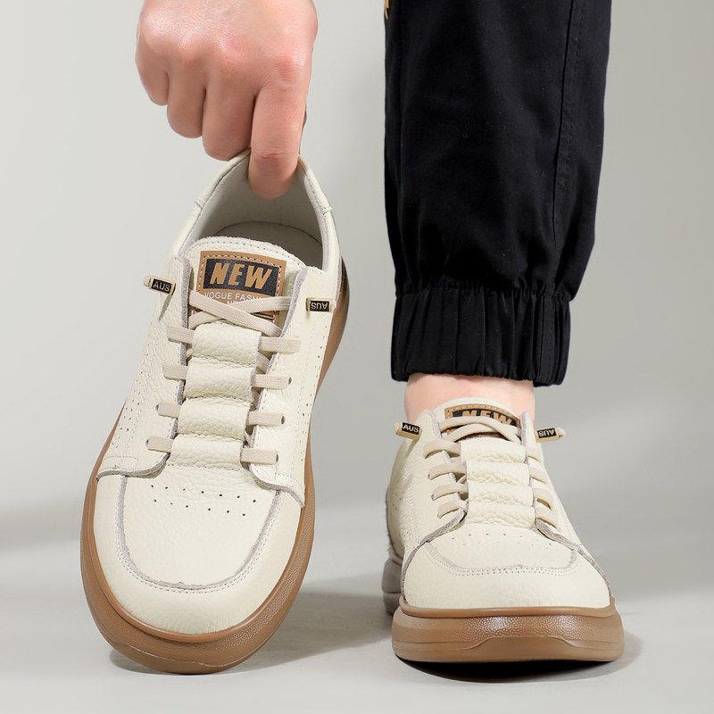 Hong Kong genuine leather top layer cowhide summer sandals for men new soft sole hollow hole shoes one-leg breathable sneakers