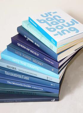 蓝色简约装饰真书 样板房陈列装饰书 样板间饰品摆件 摆场道具书