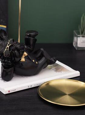 创意斗牛犬酒柜面桌电子钟台式钟表小闹时56787钟家用钥收纳匙托