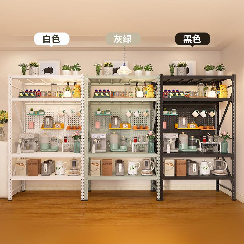 Gray green perforated board kitchen storage rack dining cabinet against the wall one-piece floor-standing multi-layer microwave oven storage shelf