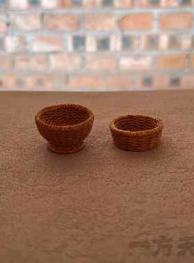 场景模型仿真微缩农具迷你小簸箕竹筐鱼篓菜篮子沙盘道具装饰摆件