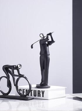 北欧黑色运动人物树脂摆件工作室健身房置物架现代装饰品摆设造型