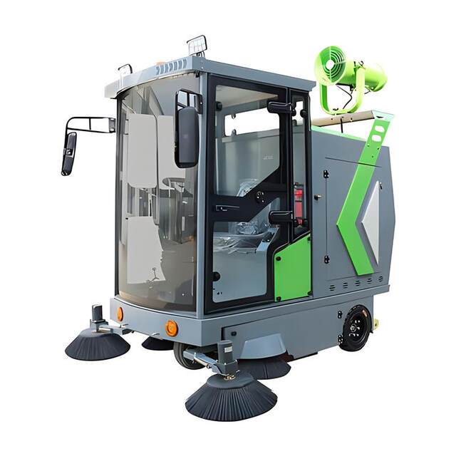 Fog cannon ປິດ sweeper multi-functional ຂັບລົດ sweeper ຂີ້ຝຸ່ນ sweeper ໄຟຟ້າຂະຫນາດນ້ອຍ