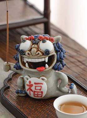 招财貔貅陶瓷摆饰香插茶宠倒流香炉狮子入户玄关招财乔迁开 业礼