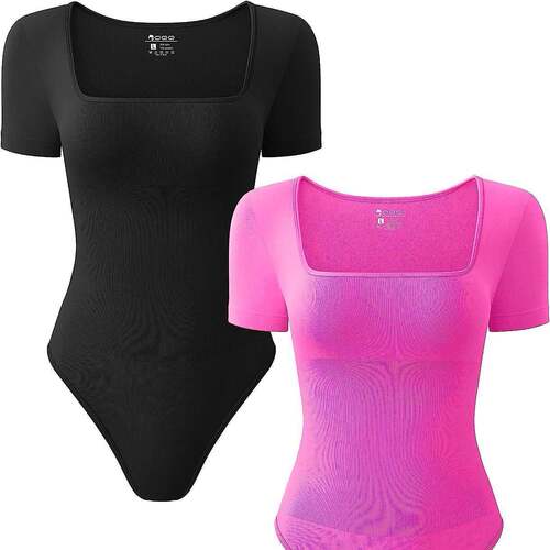 Women Seamless Fitted Bodysuit Square Neck Hourglass Shape - 图3