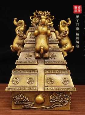 黄铜高象摆件财象升铜工艺品JCO客厅卧室饰装摆件财富器象