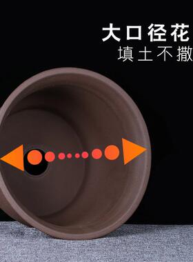 宜兴特大紫砂花盆绿萝盆景多肉种菜兰花盆圆口陶瓷盆