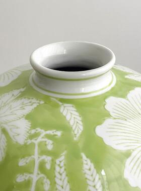 花瓶摆件客厅插花青花瓷轻奢高级感绿色水培陶瓷新中式覆古景德镇
