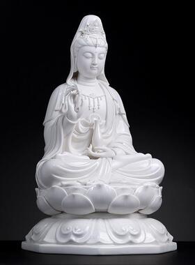 戴玉堂林小彩陶瓷摆件《八角座观音》德化白瓷佛像供奉家用菩萨像