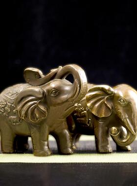 黄铜招财如意大象覆古葫芦元宝象纳福风水吸水象家用店铺客厅摆件