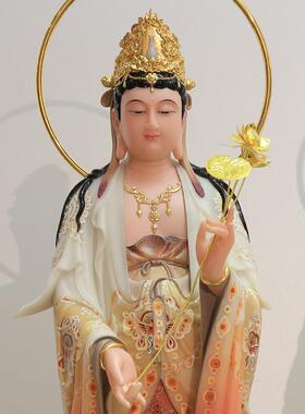 正品金玉阿素彩汉白玉西居三圣弥陀佛大势至观音菩萨方佛像家供奉
