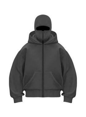 Balaclava Hoodie With Built-In Zip - Men's Athletic Autumn