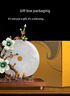 威弗列德乔迁礼品电视柜玉石珐琅彩装饰新中式兰花平安扣玄关摆件