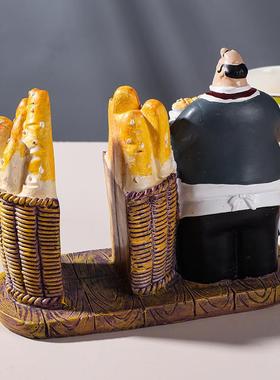 咖啡屋装饰品酒吧厨师纸巾架创意欧式摆件 西餐厅餐桌装饰摆件