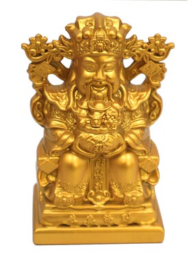 新款财神爷摆件聚宝盆文财神坐像财神像家居供养神像客厅公司开业