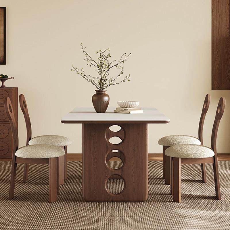 中古风实木岩板餐桌家用小户型2026新款法式复古长方形实木餐桌椅,淘宝优惠券,粉丝福利购,淘宝优惠卷