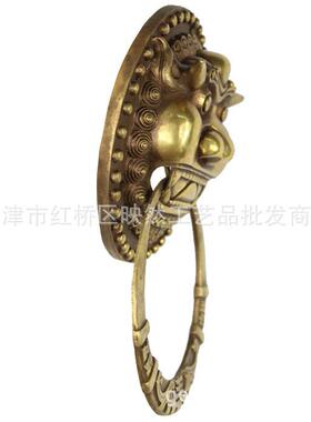 宇卓铜器纯铜带角富贵吉祥铜门环仿古铜拉手门环工艺品挂件