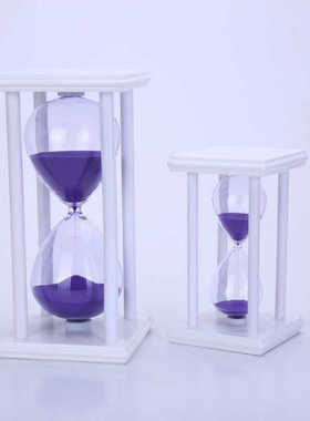 方形四柱玻璃沙漏 15/30/45/60分钟抛光计时器创意沙漏时间流沙摆