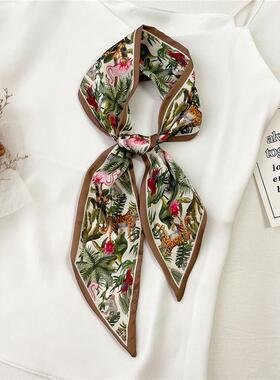 Print Hair Bands Skinny Silk Scarf Women Headband Ribbon Scr
