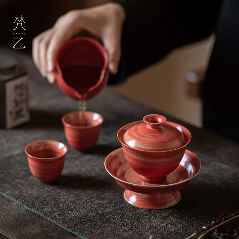 Fan Yi Rijiri Fine Ceramic Powder Inspiring Gaozu Dry Brewing Pot Pot Harvest Fruit Snacks Fruit Snacks Kung Fu Tea Set Accessories