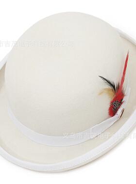 Wool Felt Fedora Derby Bowler Hat 羊毛呢卷边圆顶礼帽爵士帽