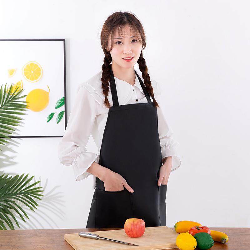 防水防油黑色PU皮革围裙定制logo厨房大口袋加长可调节挂脖围裙,淘宝优惠券,粉丝福利购,淘宝优惠卷