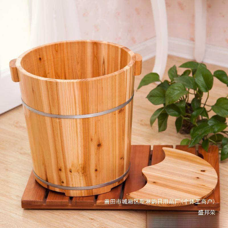 工厂40CM高杉木泡脚木桶足浴桶洗脚盆木桶泡脚木盆家用 带盖,淘宝优惠券,粉丝福利购,淘宝优惠卷