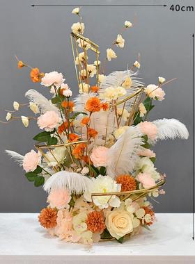 羽毛电镀螺旋摆件酒吧台摆花装饰花桌面婚礼花仿真ktv花酒店桌假