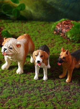 木雕摆件仿真狗狗斗牛犬贵宾犬纯手工木制可爱桌面装饰跨境地摊货