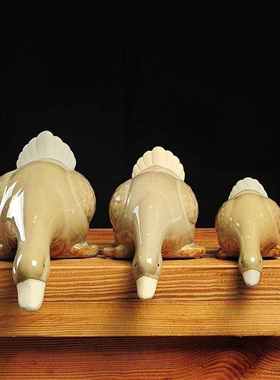 陶瓷鸭子摆件吸水鸭创意家居饰品装饰工艺品花园庭院水景鱼池造景