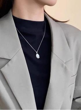 不掉色钛钢项链女百搭小众饰品高级感精致网红毛衣链简约铜吊坠